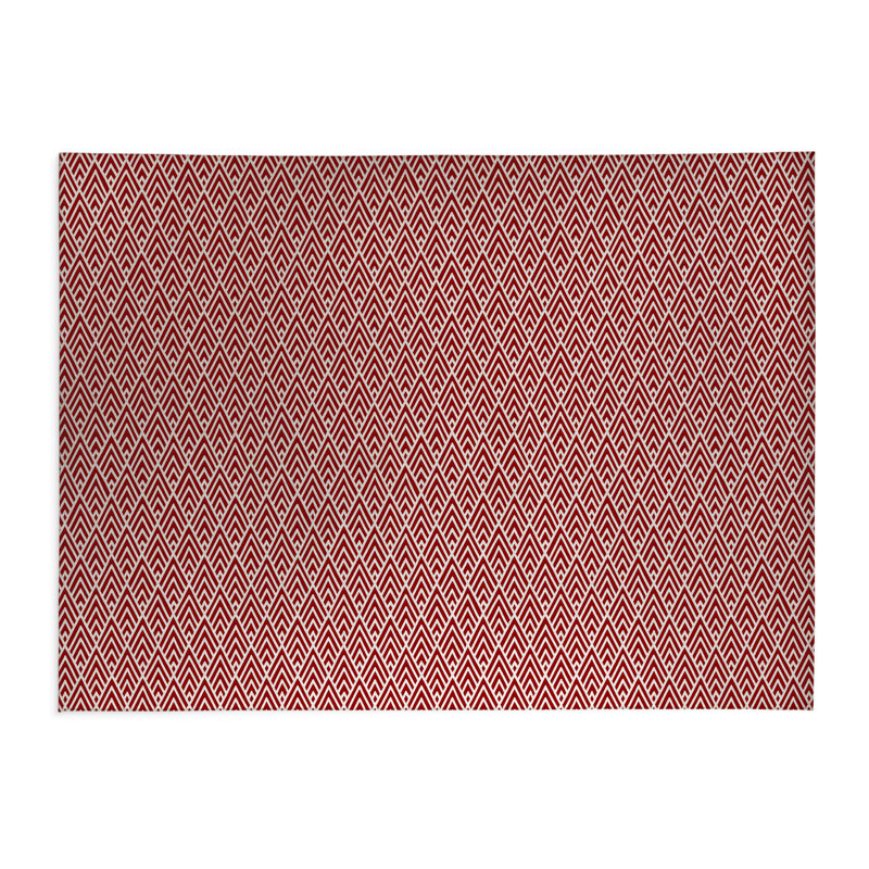 Chevron Spike Low Profile Kitchen Mat, Rectangle 4' x 6', Cranberry Red