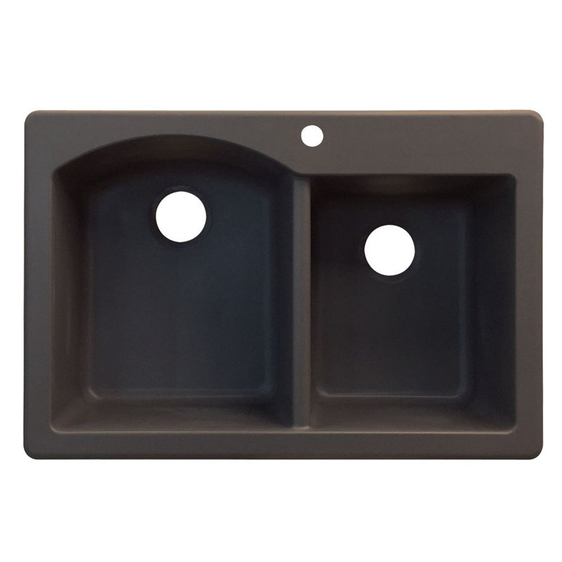 Aversa 33'' L Double Bowl Kitchen Sink, Cafe Latte