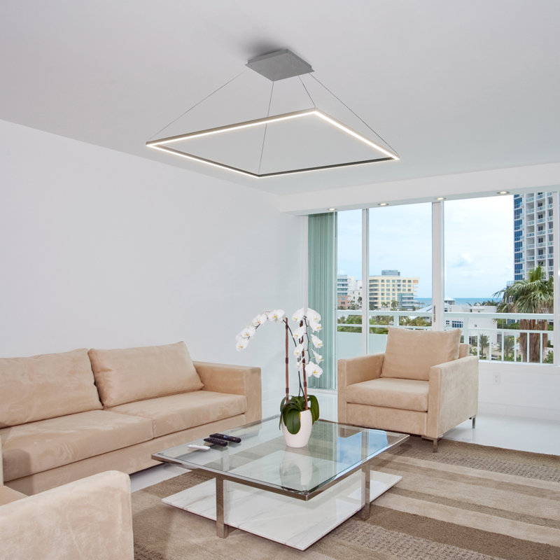 Atria Integrated LED Linear Pendant Height Adjustable ETL Certified Square Chandelier Lighting, 120" H x 51.25" W x 51.25" D