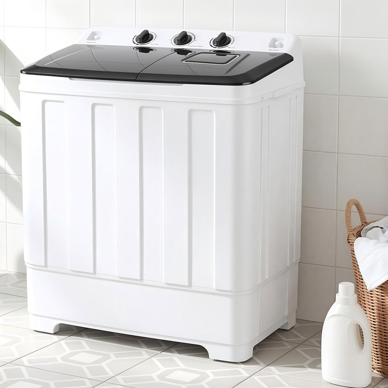 30 LBS Twin Tub Portable Washing Machine - Dual Wash & Spin Capacity With Built-In Drain Pump & Energy-Efficient Motor For Large Families