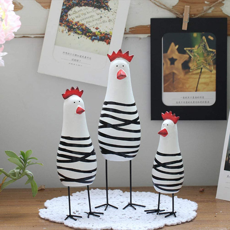 Wooden Rooster Kitchen Decor Figurine Ornament Home Decoration Accessories Animal Statue For Living Room Chook Carving Figurines For Home Decor （set Of 3）