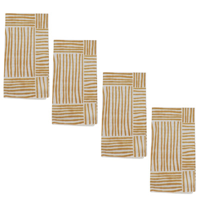 S/4 Organic Napkins - Stripe, Mustard