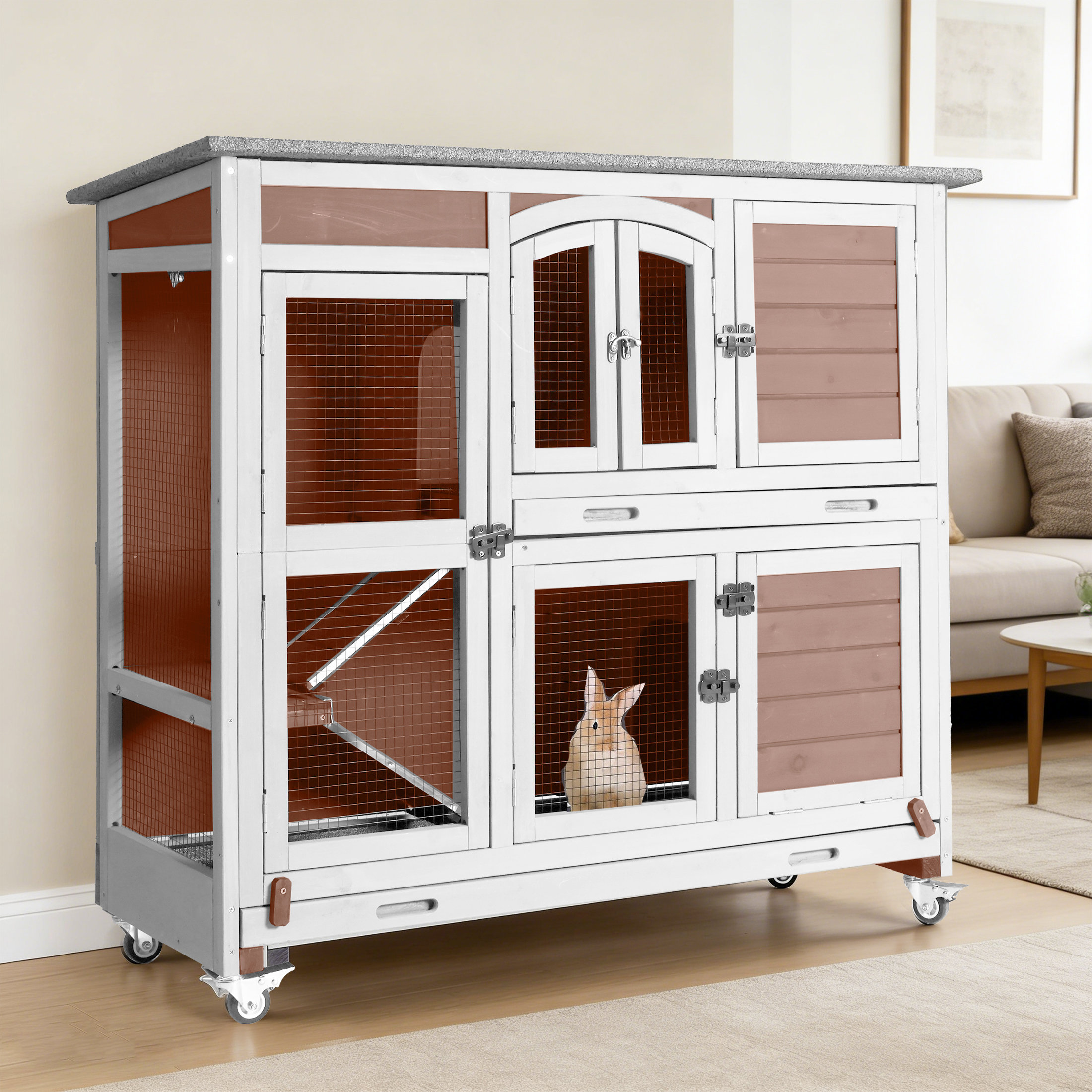 Tucker Murphy Pet™ Rabbit Hutch With Wheels And Removable Tray For ...