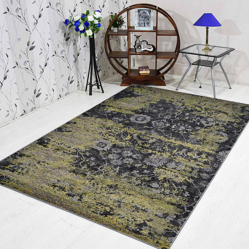 Bicknell Machine Made Heatset Polypropylene Area Rugs - Rectangle, Silver Color, Contemporary Modern Design, Low Pile Machine Made Area Rugs for Living Room, Bed Room