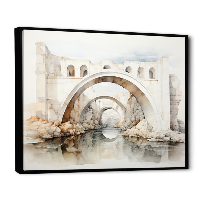 «Lyth Gray Bridge Minimalist Archway II», reproduction, H 34 po x l 44 po x P 1,5 po, Cadre flottant noir
