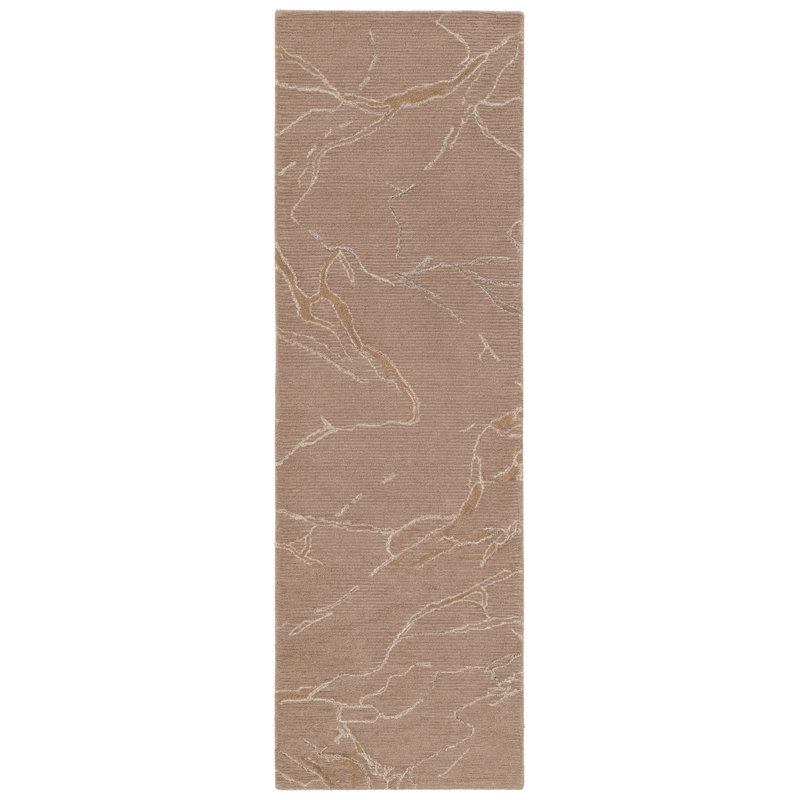 Dannie Ada Hand-Tufted Wool Abstract Area Rug, Runner 2'6" x 8', Clay