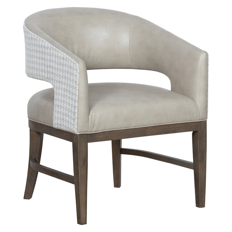 Fauteuil Cleo, Cuir véritable colombe 1183, Noyer