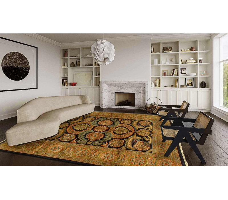 Agra One-of-a-Kind Rectangle 13'11'' X 10' Lamb's Wool Area Rug Black