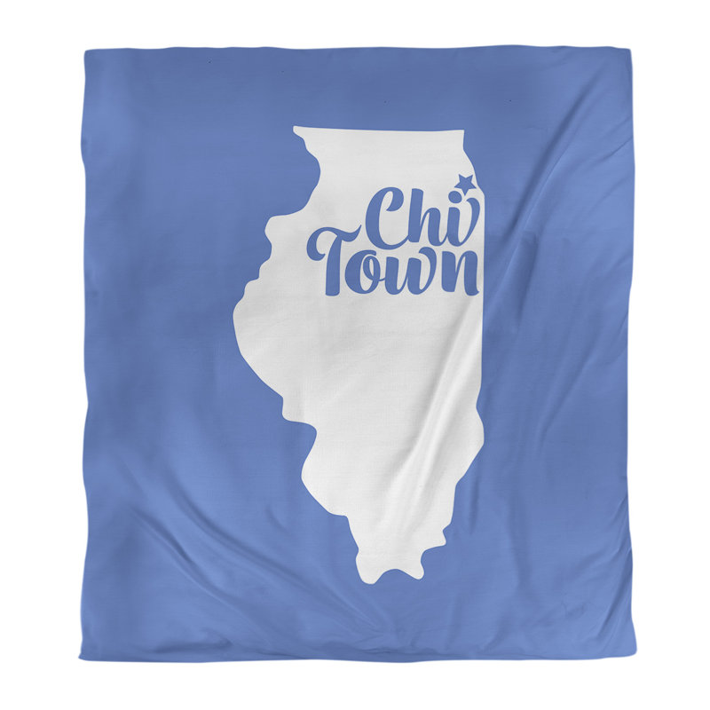  Housse de couette simple Chi Town, Housse de couette simple TG, Bleu, Microfibre