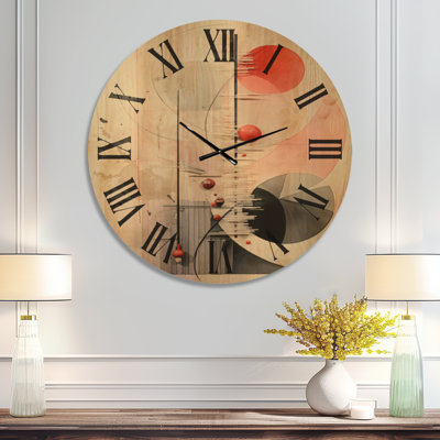 Asian Art Seashell Sumi I - Très grande horloge murale asiatique en bois