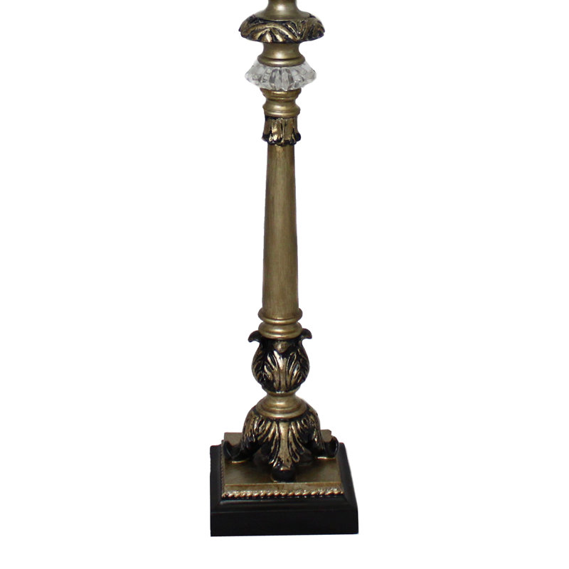 Elegant Blue Embroidered Buffet Lamp Set with Gold Accents