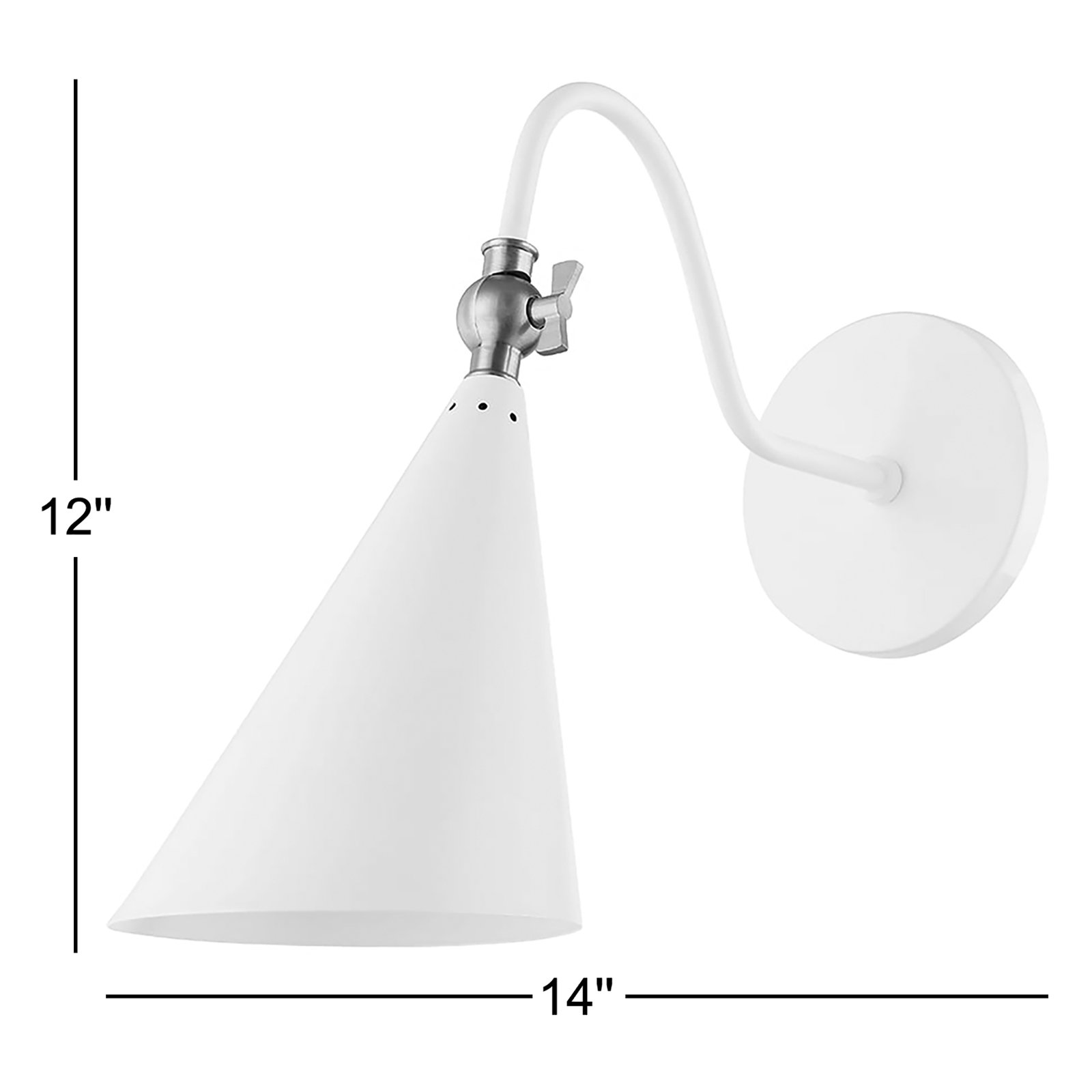 Cogan Single Light Dimmable Armed Sconce, Aged Brass/Black