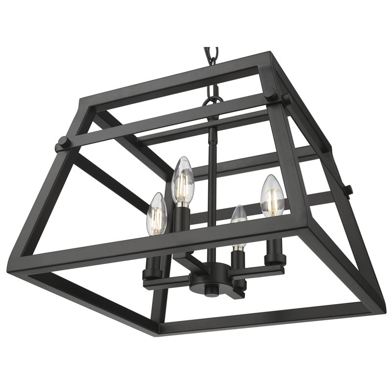 Tellsa 4-Light Pendant - Matte Black, 13" H x 16" W x 16" D