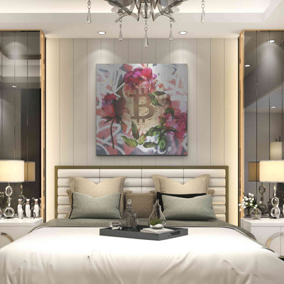 Luxe métal Art «Bitcoin Floral Inspiration 1» par I «Bitcoin Floral Inspiration 1» par Irena Orlov