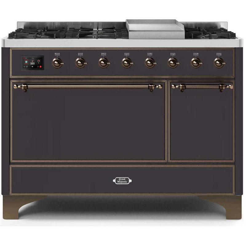 Majestic II 47.83" 5.02 Cu.Ft. Freestanding Dual Fuel with Griddle and Convection Oven, Stainless Steel/Copper