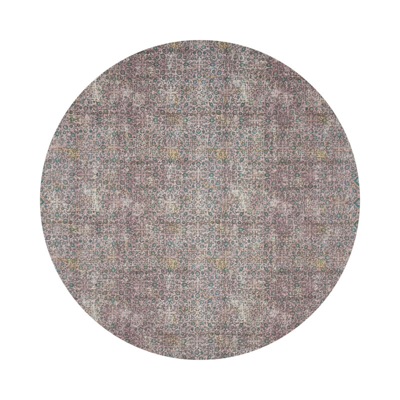 Iznik Gold Purple Vegan Leather Round Coasters, Green Pink