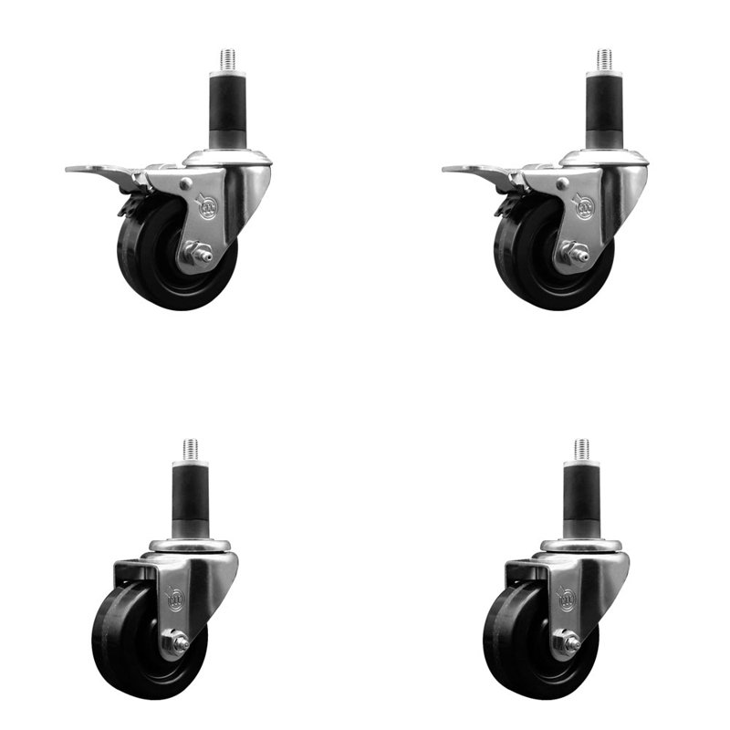 Ensemble de roulettes Phénoliques pivotantes à rallonge de 1-1 / 4 po avec 2 freins Total Lock