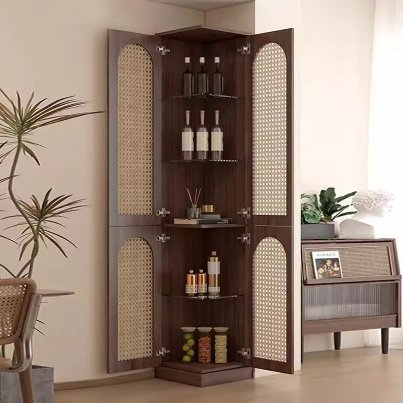 Armoire de coin en bois manufacturé brun noisette