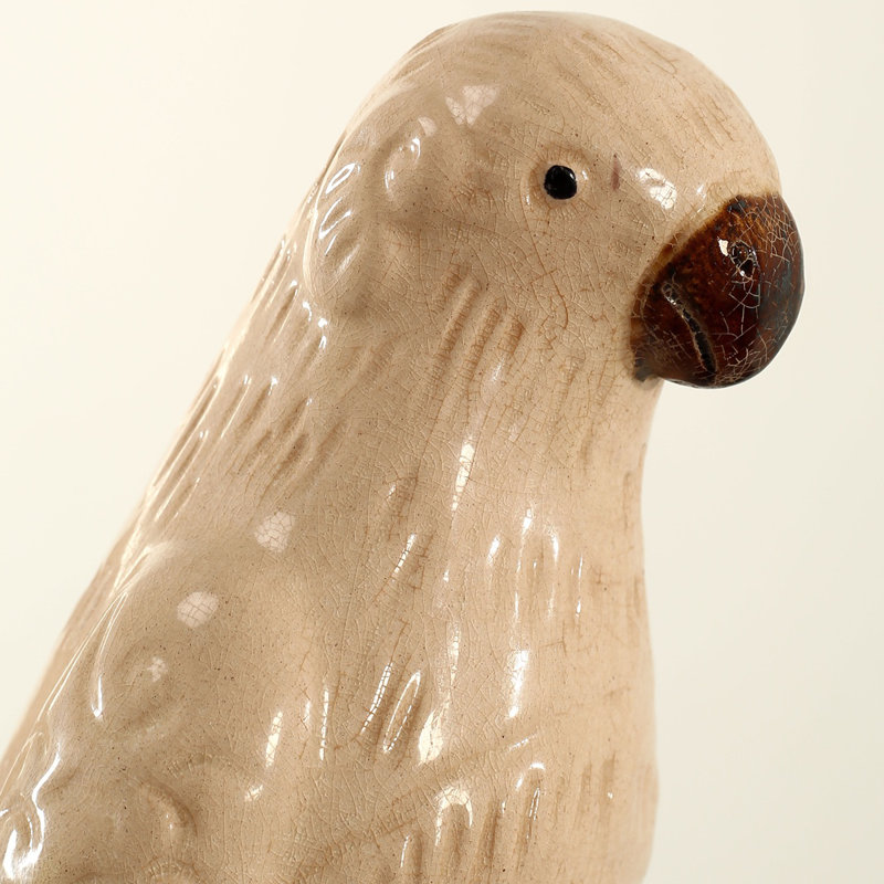 Approx. 10 Inches High Creamy White Glazed Parrot Medium, 12" H x 6" W x 4" D