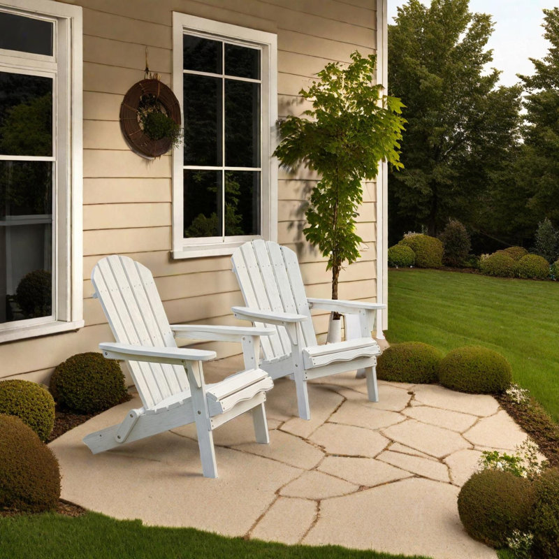 Chaise de patio pliante en bois Adirondack, Blanc