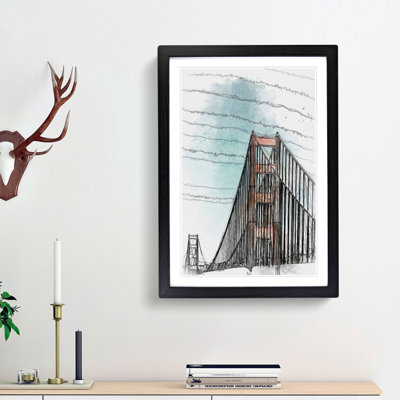 The Golden Gate Bridge Abstract Art - Picture Frame Graphic Art Print