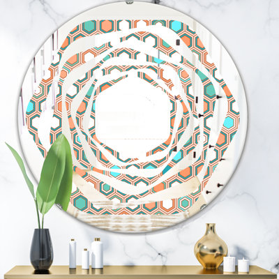 Whirl Hexagon Pattern III Modern Frameless Wall Mirror