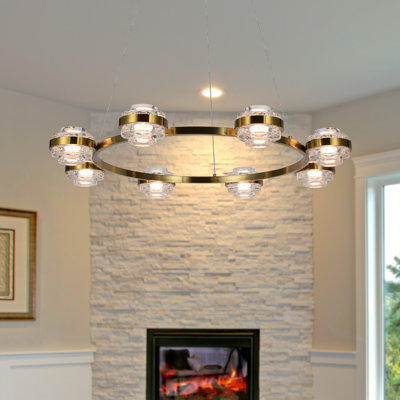 Milano 33-In Ring 8-Light Height Adjustable ETL Certified Integrated LED Circular Chandelier