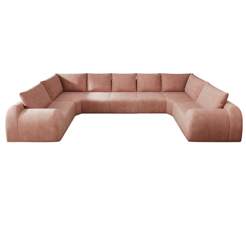 Oswaldo Upholstered " Chenille Sectional, 7 Seat, Pink