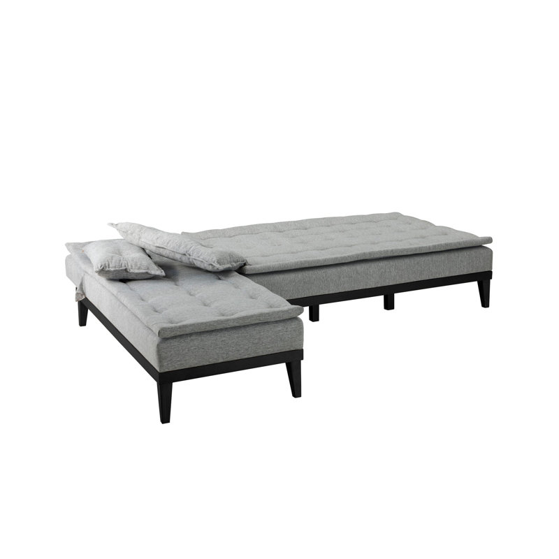 Canapé modulaire d'angle rembourré 88,6 po Sky, Velours gris