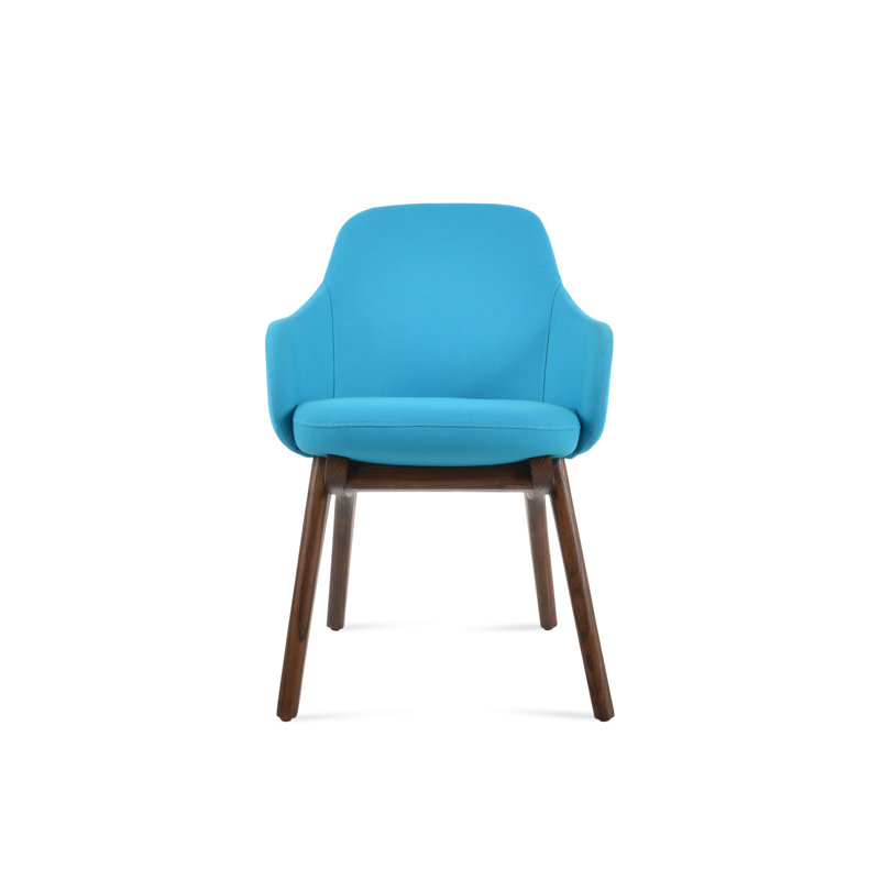 Gazel Arm X Wood Chair, Fabric Turquoise