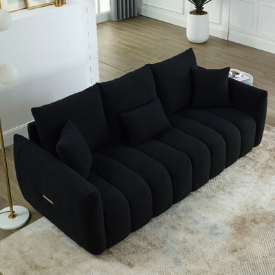 Modern With 3 Back Pillows And Cushions, For Office Apartment  Frame Oversized - Seater Fabric Elegant Bedrooms