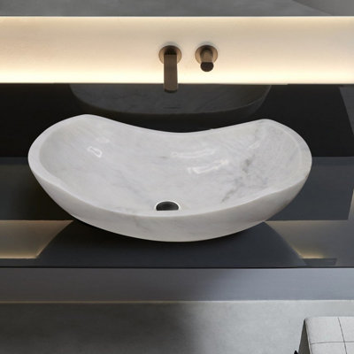Lavabo en marbre 19 po ovale gris Badal