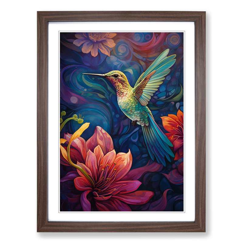 Hummingbird Symbolism - Framed Print, Walnut Framed, 46cm H x 34cm W x 2cm D