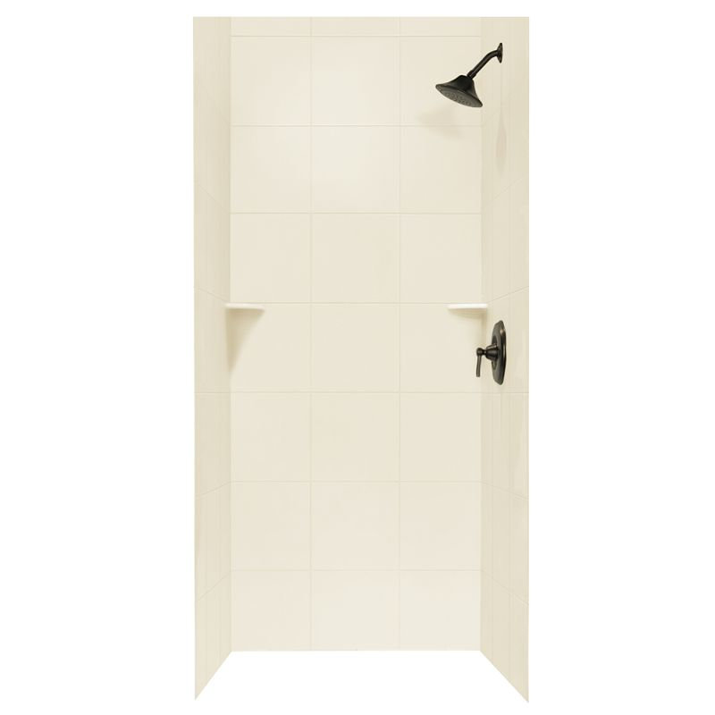 36'' W 36'' D 96'' H Glue Up Solid Surface Wall, Bone