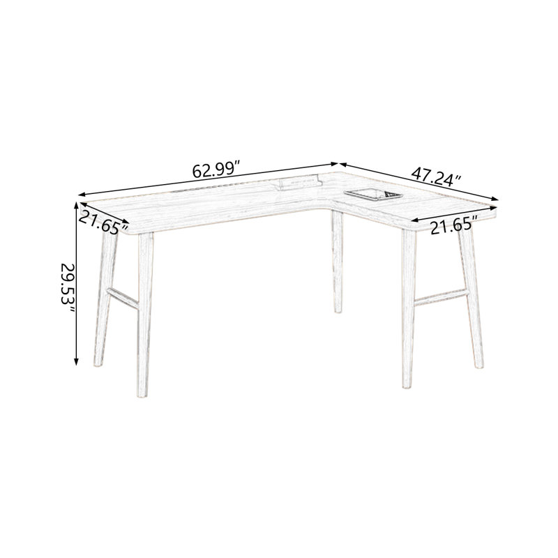 Rosewood L-Shaped Solid Wood desks, 29.53" H x 62.99" W x 47.24" D, Right Hand Return