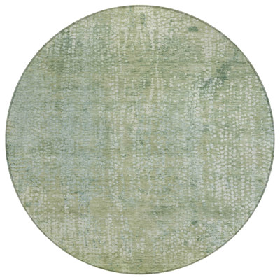 Machine Washable Indoor/Outdoor Xhevrie Green Rug