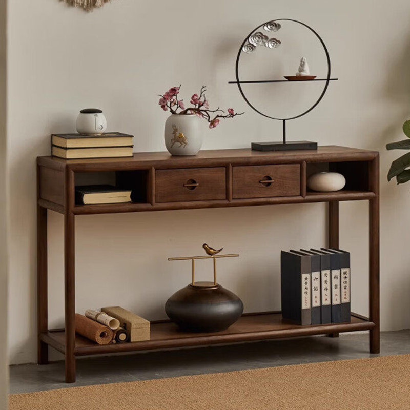 Console de style chinois rétro simple brun, H 31,5 po x l 50,4 po x P 15 po