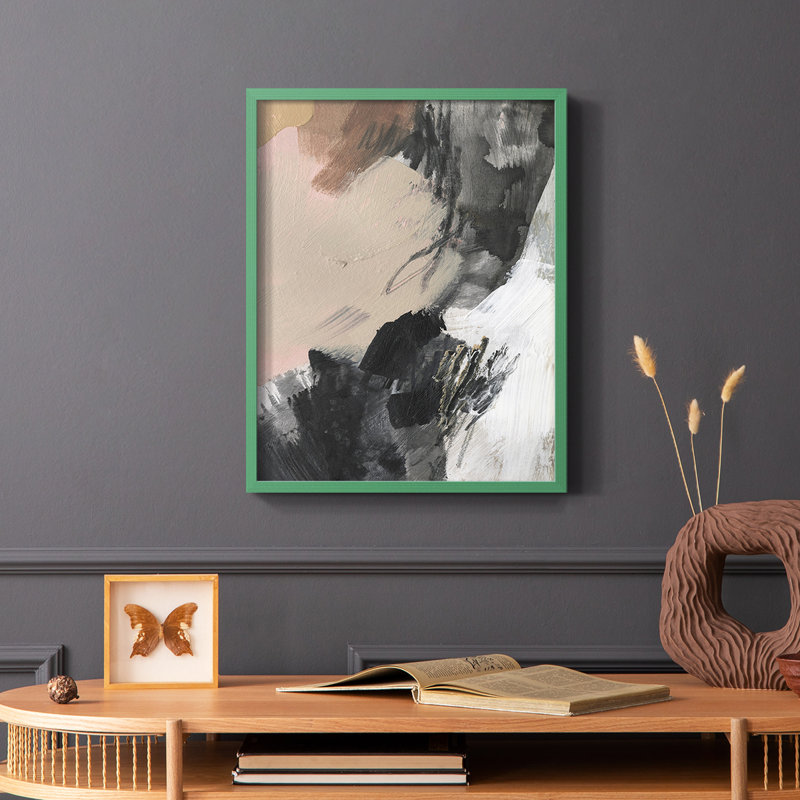 Neutre non blanchi, reproduction encadrée en V - bois massif, Cadre simple vert, H 10 po x l 8 po