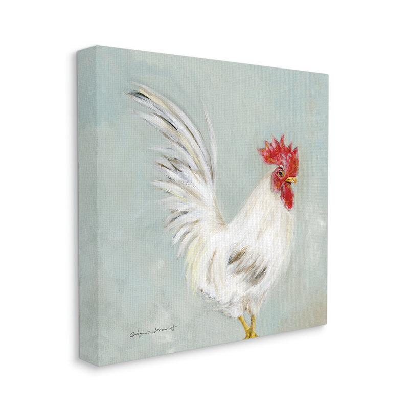 «Farmhouse Rooster Chicken Animal» par Stephanie Workman Marrott - peinture sur toile tendue, H 36 po x l 36 po x P 1,5 po