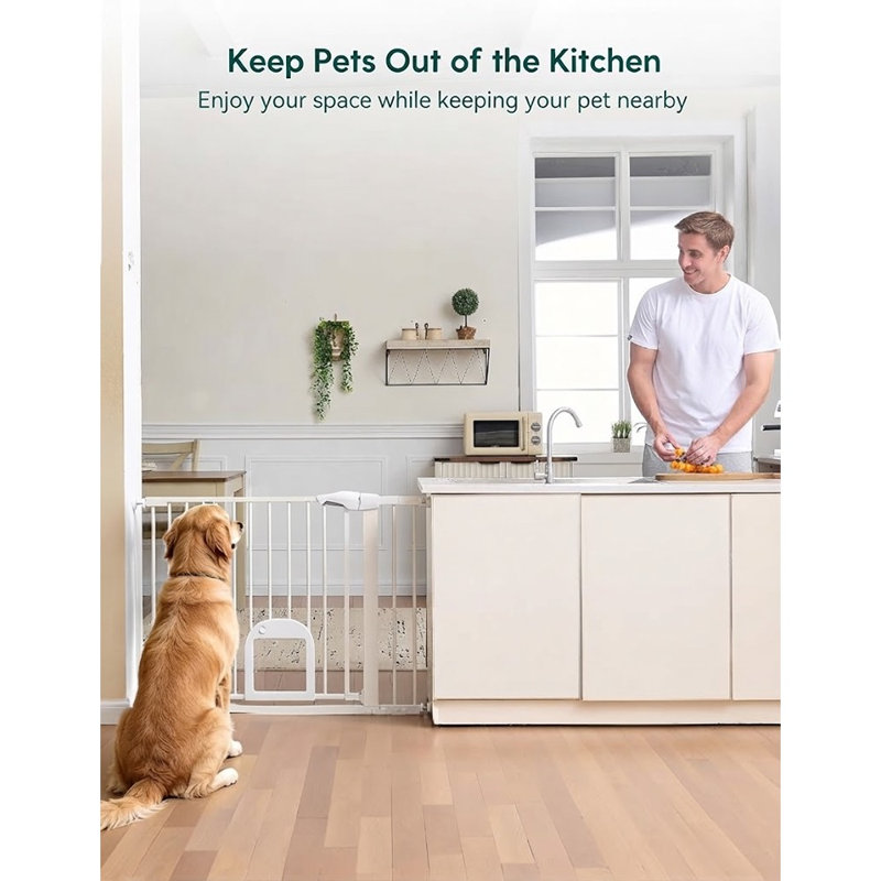 Adjustable Pet Gate with Cat Door