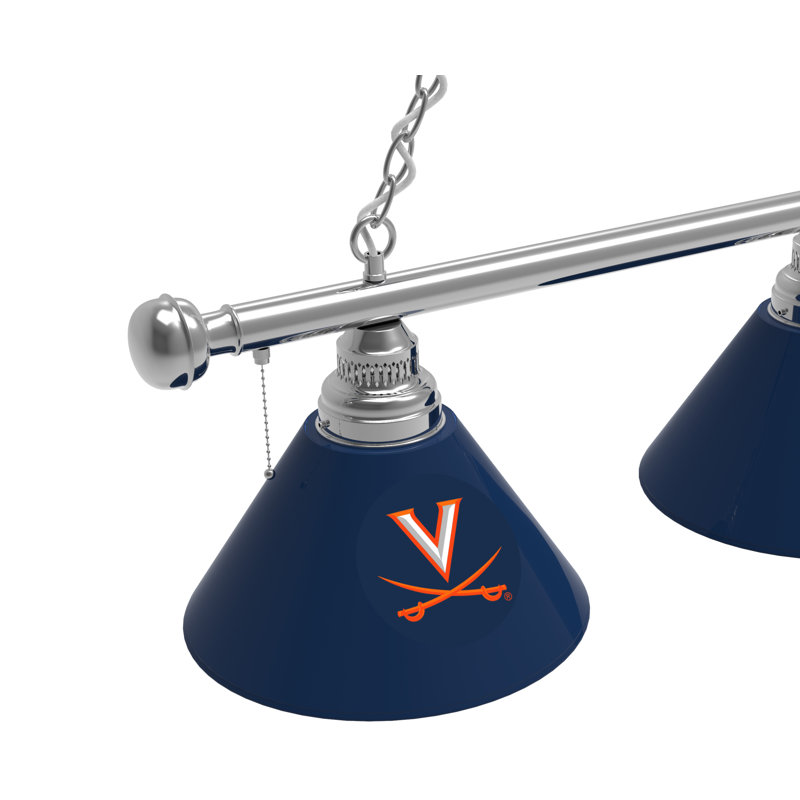 3 - Light Pool Table Lights Pendant, Chrome, Virginia Cavaliers