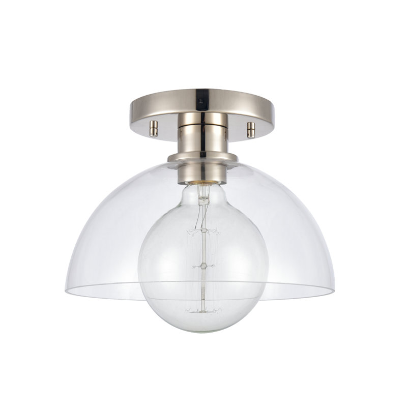 Plafonnier semi-encastré 1 lumière Julian 10 po de large - nickel poli, Nickel