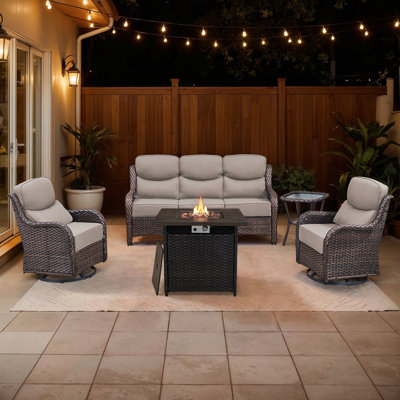 Wicker 5 - Person Patio Conversation Set with Cushions
