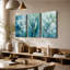 3 panneaux muraux, bleu sarcelle, aquarelle, coquelicot, calla, lis, impression sur toile tendue-1350219097