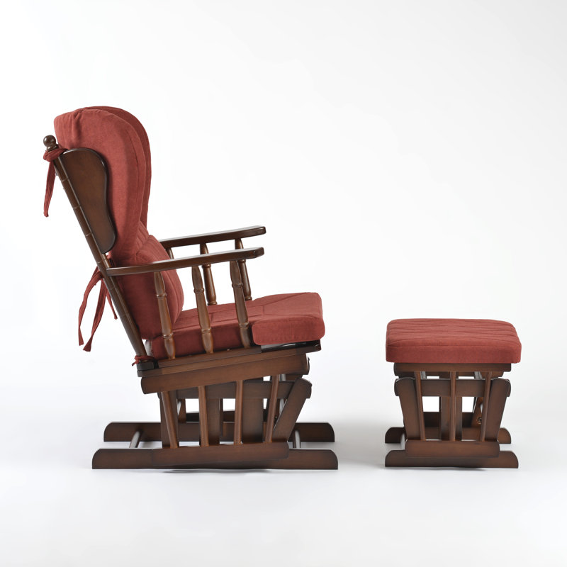 Chaise berçante et repose-pieds Azariyah Konfor, Brique, Walnut