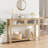 Entryway Table, Wood Console Table with 2 Glass Drawers, 2 Tier Sofa Table with Storage-1356295917