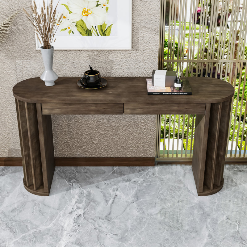 Console U_Style, design incurvé et linéaire, Naturel