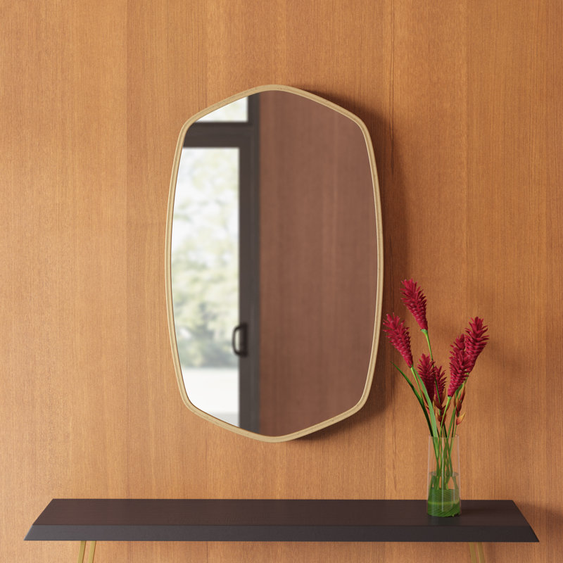 Metal Wall Mirror, Antiqued Gold