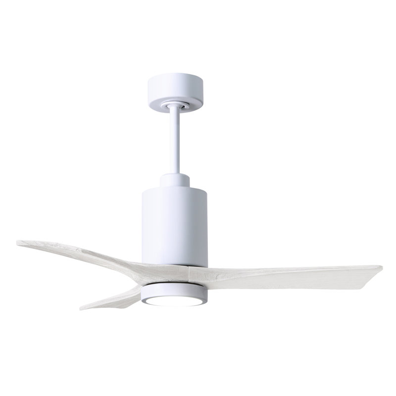 Patricia LED Downrod Ceiling Fan, 52", Matte White, Gloss White