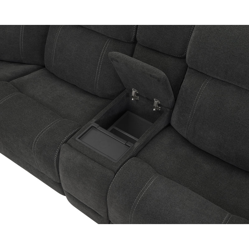 Gray Fabric Three-Piece Sectional with Cup Holders